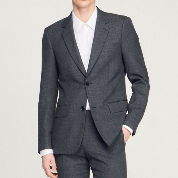 Sandro Paris Wool Blazer Suit Jacket Coat Work Office Business Wedding Guest - M - Picture 5 of 12